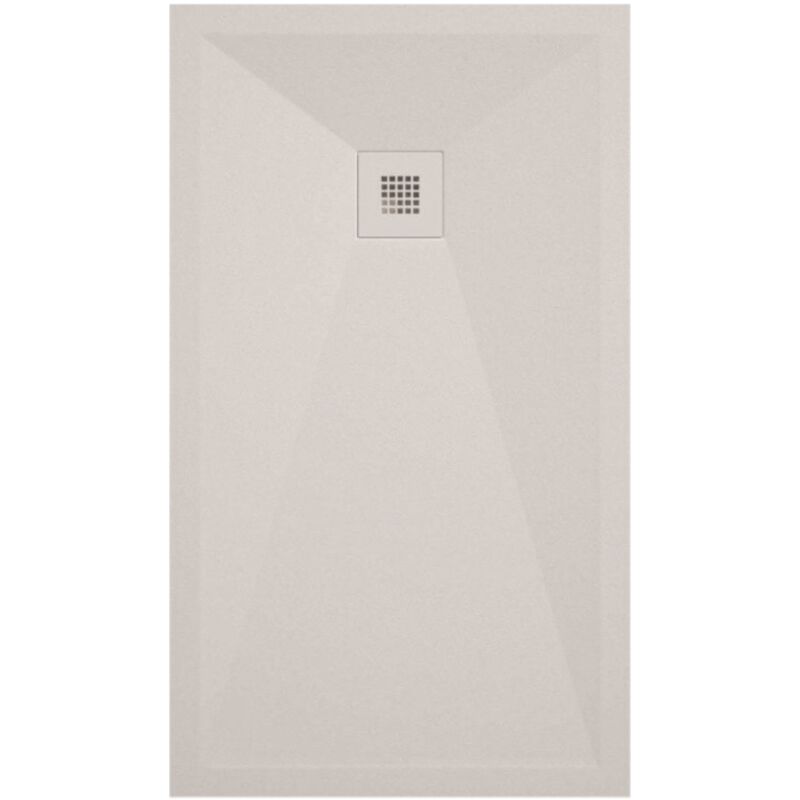 Receveur de douche 70x80 cm extra plat ONDA en résine surface ardoisée beige Grille beige