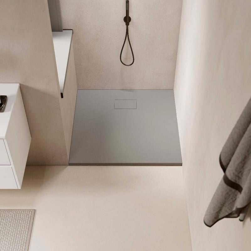 Receveur de douche 90 x 170 cm extra plat piatto en SoliCast® surface ardoisée gris