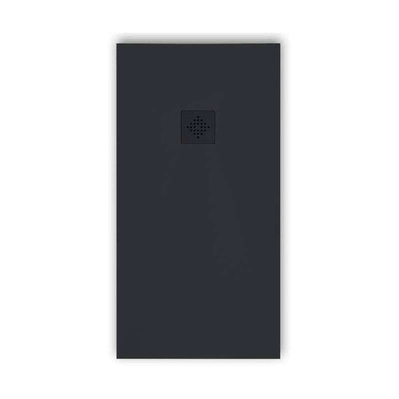 Receveur de douche 80 x 100 cm extra plat PURE en résine surface ardoisée anthracite Grille anthracite