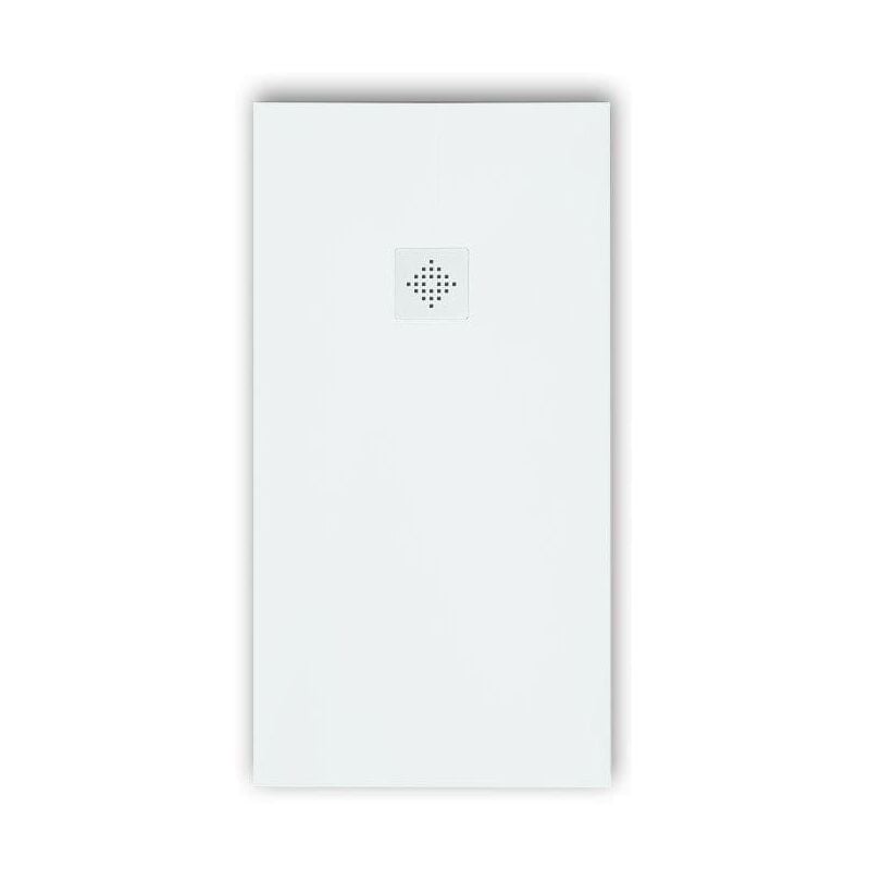 Receveur de douche 90 x 140 cm extra plat pure en résine surface ardoisée blanc Grille blanche