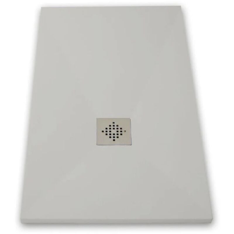 Receveur de douche 90 x 160 cm extra plat pure en résine surface ardoisée gris Grille inox
