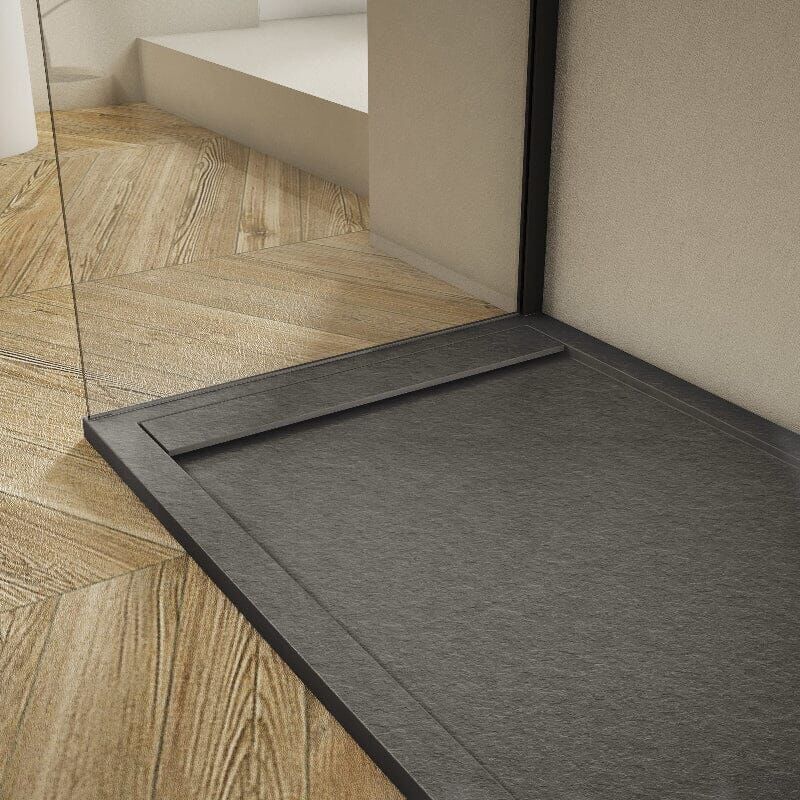 Receveur de douche 70x100cm extra plat ribera en résine surface ardoisée anthracite Grille anthracite