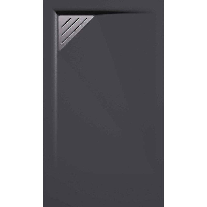 Receveur de douche 80x130 cm extra plat trinity anthracite en résine minérale grille à Gauche