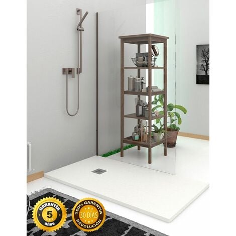 Receveur de douche EXTRAPLAT - Résine et charges minérales - Texture Ardoise - Antidérapante C3 - Fourni avec grille et siphon - Blanc 90X170 Ral 9003