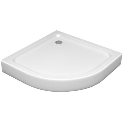 Receveur de douche extraplat Silla, bac de douche 1/4 de cercle antidérapant 80x80 cm, installation facile, Blanc