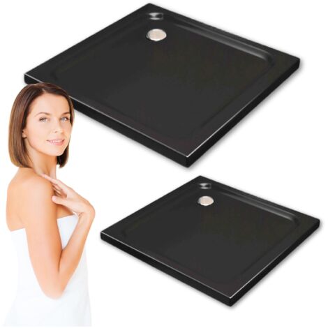 Receveur de douche extraplat Silla, bac de douche carré antidérapant 80x80 cm, installation facile, Noir