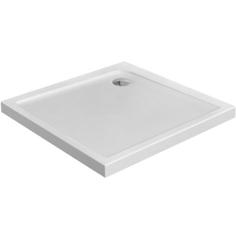 Receveur de douche extraplat Silla, bac de douche carré antidérapant 90x90 cm, installation facile, Blanc