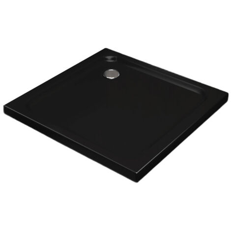 Receveur de douche extraplat Silla, bac de douche carré antidérapant 90x90 cm, installation facile, Noir