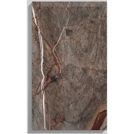 Receveur de douche Forêt Tropicale Brun , finition Lisse Stone 3D, grille de couleur - 100 x 70 cm