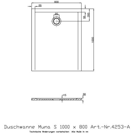 Receveur de douche Hoesch MUNA S 1000x800x30mm blanc