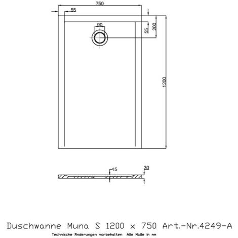 Receveur de douche Hoesch MUNA S 1200x750x30mm blanc