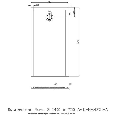 Receveur de douche Hoesch MUNA S 1400x750x30mm blanc