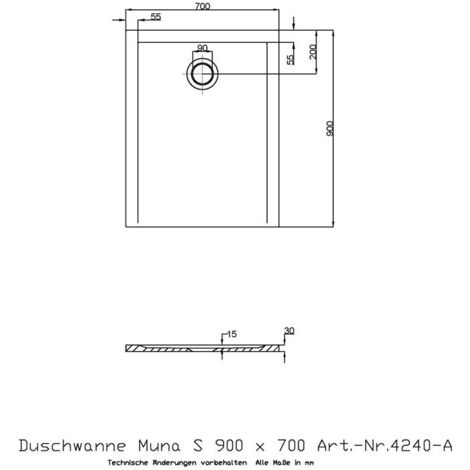 Receveur de douche Hoesch MUNA S 900x700x30mm blanc