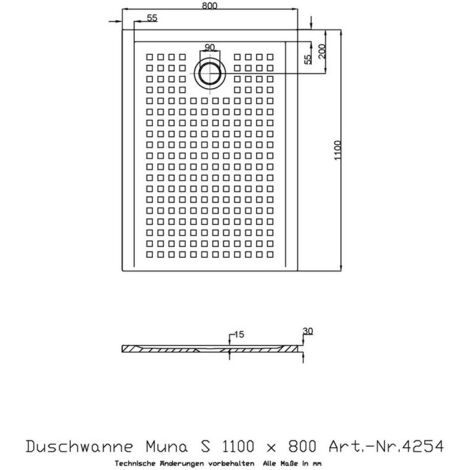 Receveur de douche Hoesch MUNA S avec antidérapant 1100x800x30mm blanc