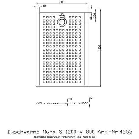Receveur de douche Hoesch MUNA S avec antidérapant 1200x800x30mm blanc