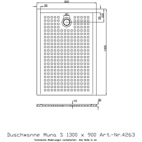 Receveur de douche Hoesch MUNA S avec antidérapant 1300x900x30mm blanc