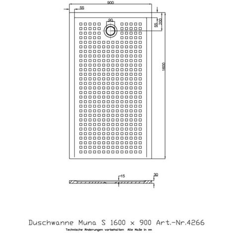 Receveur de douche Hoesch MUNA S avec antidérapant 1600x900x30mm blanc