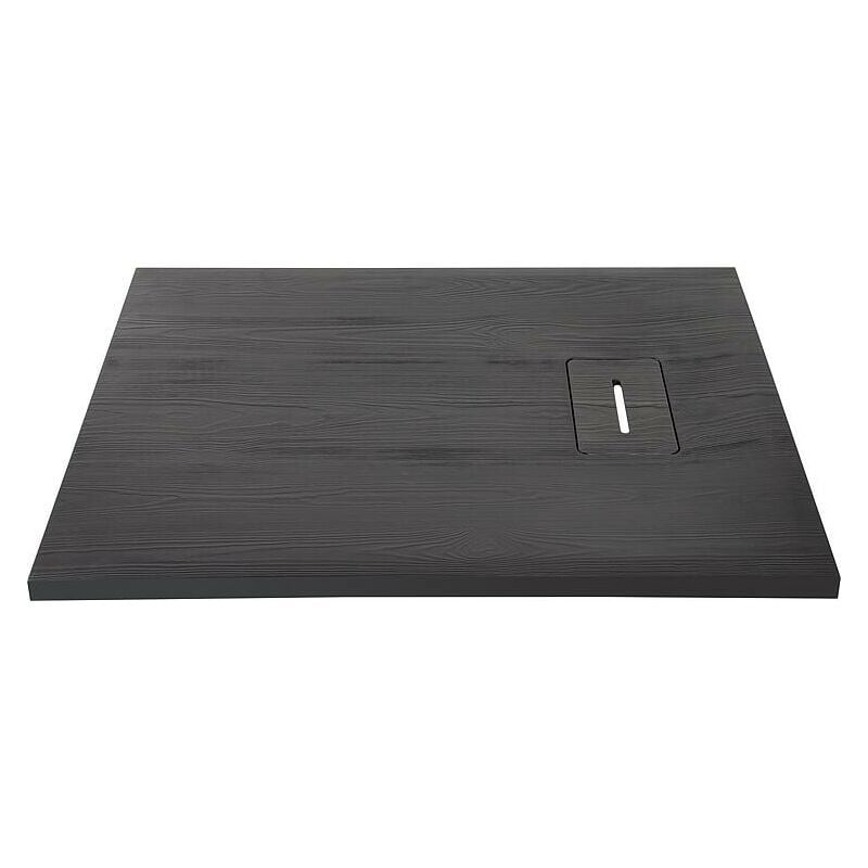 Evenes ® - Receveur de douche Lendou 1400 x 35 x 900 mm avec structure en bois fonte minérale noir mat, écoul. 90 mm