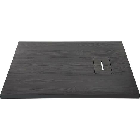 Receveur de douche Lendou 1400 x 35 x 900 mm avec structure en bois fonte minérale noir mat, écoul. 90 mm