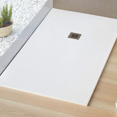 Receveur de douche extra plat LOGIC surface ardoisée, rectangulaire blanc
