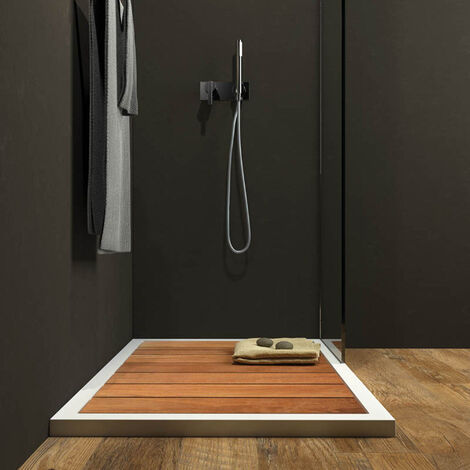 Receveur de douche Luxolid avec lattes en bois modèle GADO 80 x120 h 4 cm par Relax Design