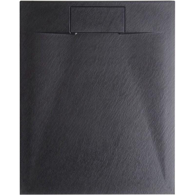 Receveur de Douche Minimaliste 80 x 100 x 3 cm Écoulement smc Effet Pierre Naturelle Noir Azzuro