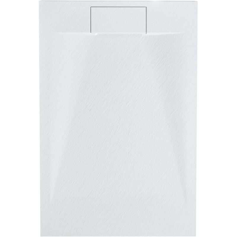 Beliani - Receveur de Douche Minimaliste 80 x 120 x 3 cm Écoulement smc Effet Pierre Naturelle Blanc Azzuro