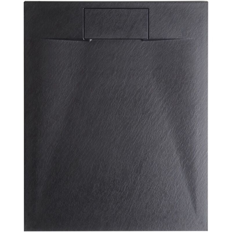 Receveur de Douche Minimaliste 80 x 120 x 3 cm Écoulement smc Effet Pierre Naturelle Noir Azzuro