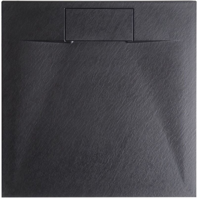 Beliani - Receveur de Douche Minimaliste 80 x 80 x 3 cm Écoulement smc Effet Pierre Naturelle Noir Azzuro