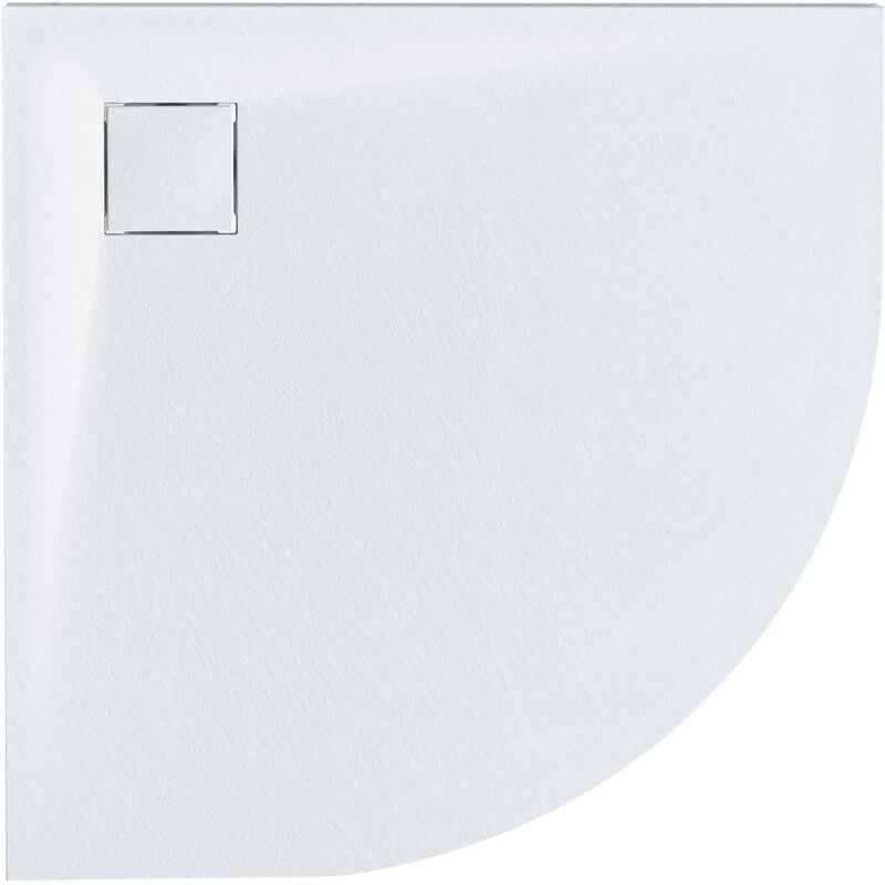 Beliani - Receveur de Douche Minimaliste 90 x 90 x 3 cm avec Écoulement smc Effet Pierre Naturelle Blanc Paron
