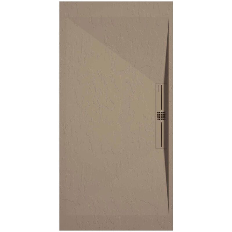 Receveur de douche Moka, finition Ardoise Stone side, grille de couleur - 70 x 70 cm