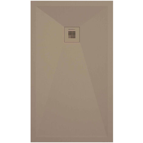 Receveur de douche moka lisse Stone Plus, grille de couleur - 120 x 80 cm