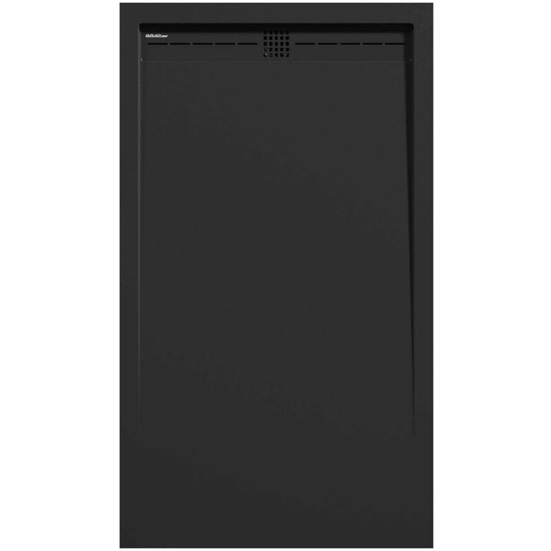 Kroos ® - Receveur de douche Noir, finition Lisse Stone cach, grille de couleur - 70 x 70 cm