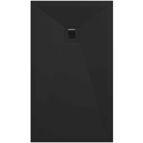 Receveur de douche Noir lisse Stone Plus, grille de couleur - 110 x 90 cm