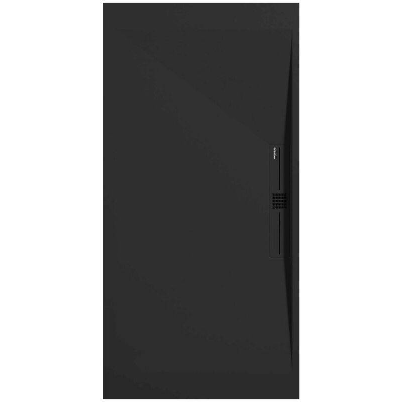 Kroos ® - Receveur de douche Noir, finition Lisse Stone side, grille de couleur - 80 x 70 cm