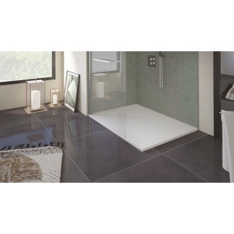 Receveur de douche  NOLA 3 -  100x120x3cm - Résine - Blanc - Bonde - Découpable