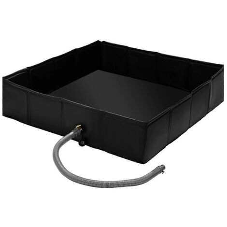 Receveur de douche pliable avec tuyau d'évacuation, tapis de douche de camping noir