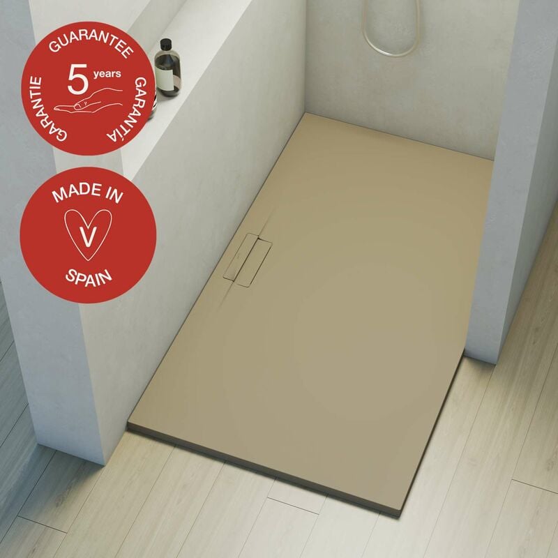 Receveur de douche Poalgi extraplat, beige albero, L.80 x l.120 cm, série Shile