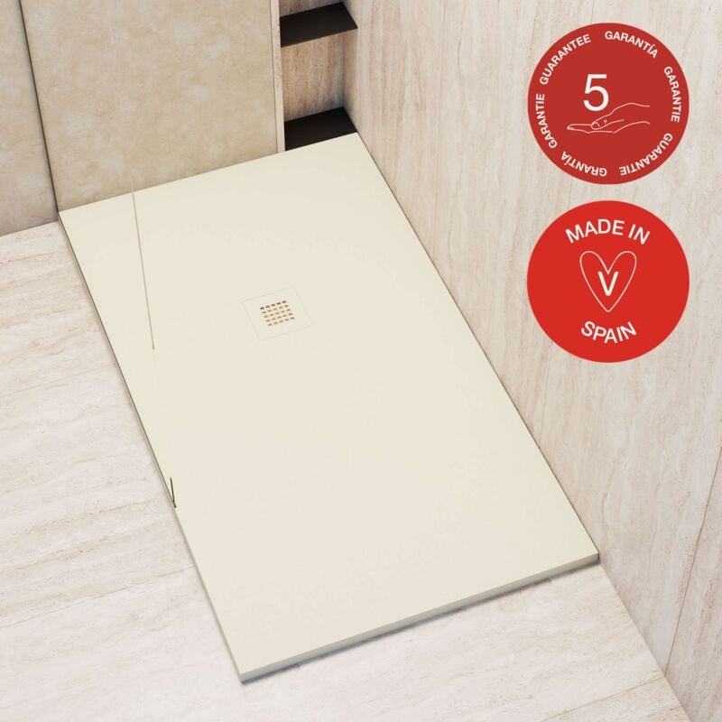 Receveur de douche Poalgi extraplat, blanc Marfil, L.70 x l.130 cm, finition sable, série Hos's