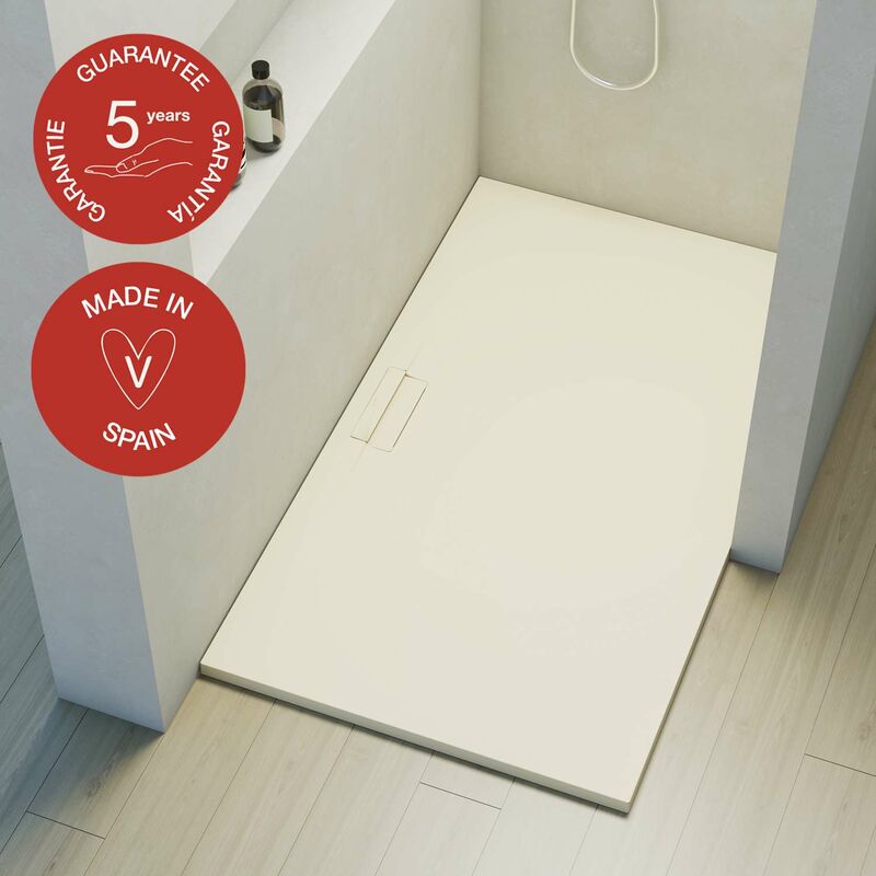 Receveur de douche Poalgi extraplat, blanc marfil, L.80 x l.120 cm, série Shile