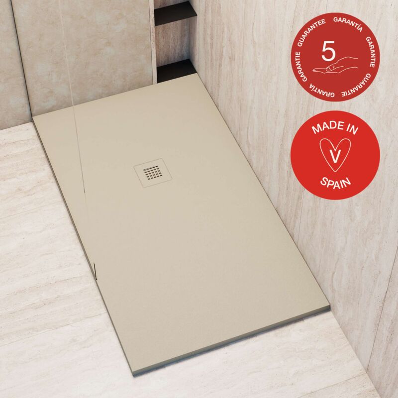 Poalgi - Receveur de douche extraplat, blanc Perla, L.70 x l.110 cm, finition sable, série Hos's