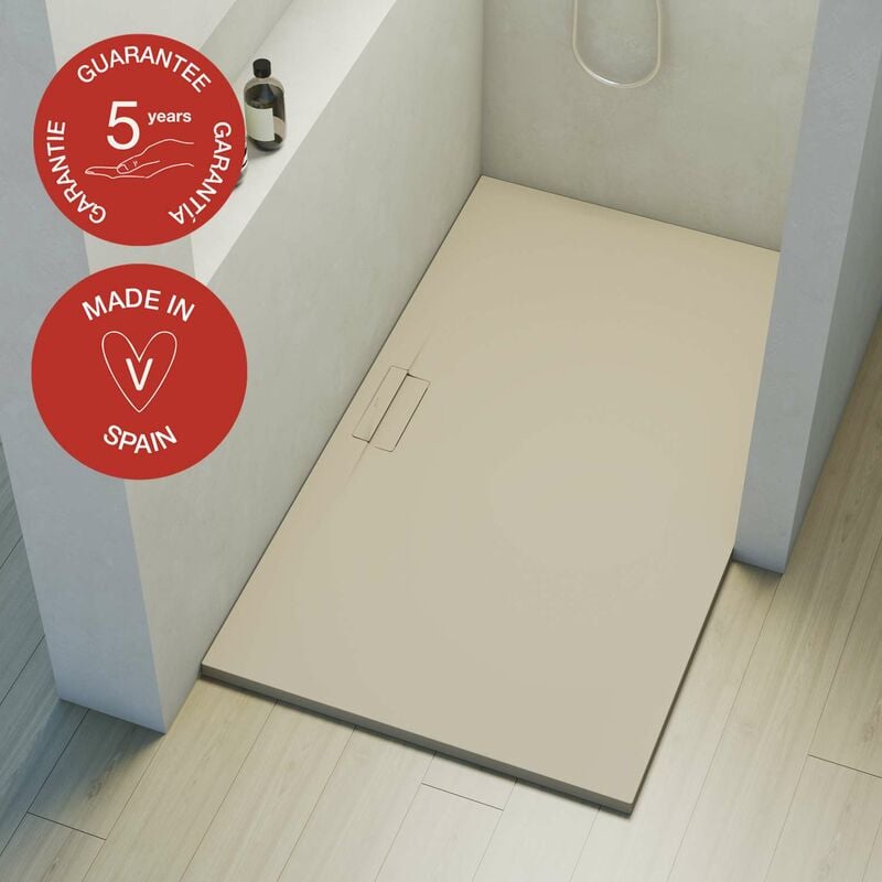 Receveur de douche Poalgi extraplat, blanc perle, L.80 x l.120 cm, série Shile