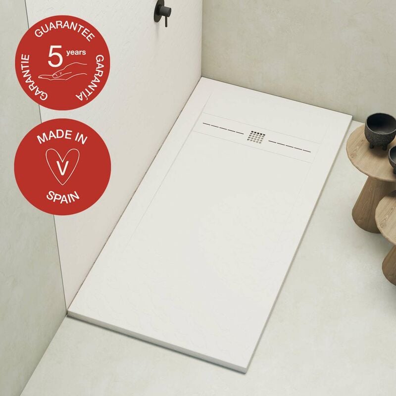 Receveur de douche Poalgi extraplat, blanc , L.70 x l.180 cm, finition ardoise, série Gneis