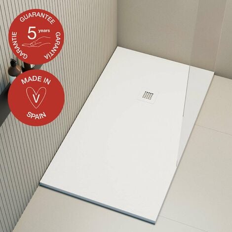 Receveur de douche Poalgi, extraplat, blanc , L.70 x l.140 cm, finition ardoise, série Hos's