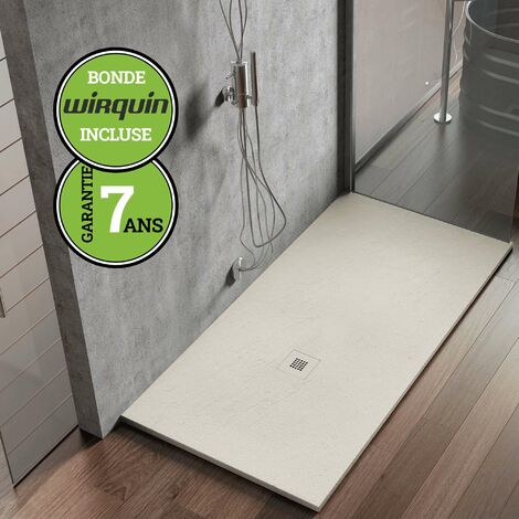 Receveur de douche extra-plat - Blanc Marfil - 70x100 cm | Collection K I antiderapant et pose rapide - Blanc