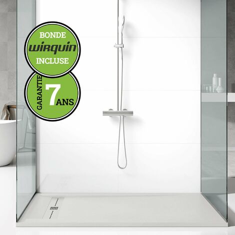 Receveur de douche à poser Poalgi Gneis, beige albero, bac rectangulaire extra plat, composition pierre et résine, revêtement antidérapant et antiglissant, découpe possible