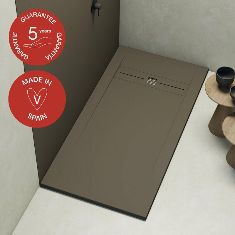 Receveur de douche Poalgi extraplat, gris tundra, L.70 x l.100 cm, finition ardoise, série Gneis