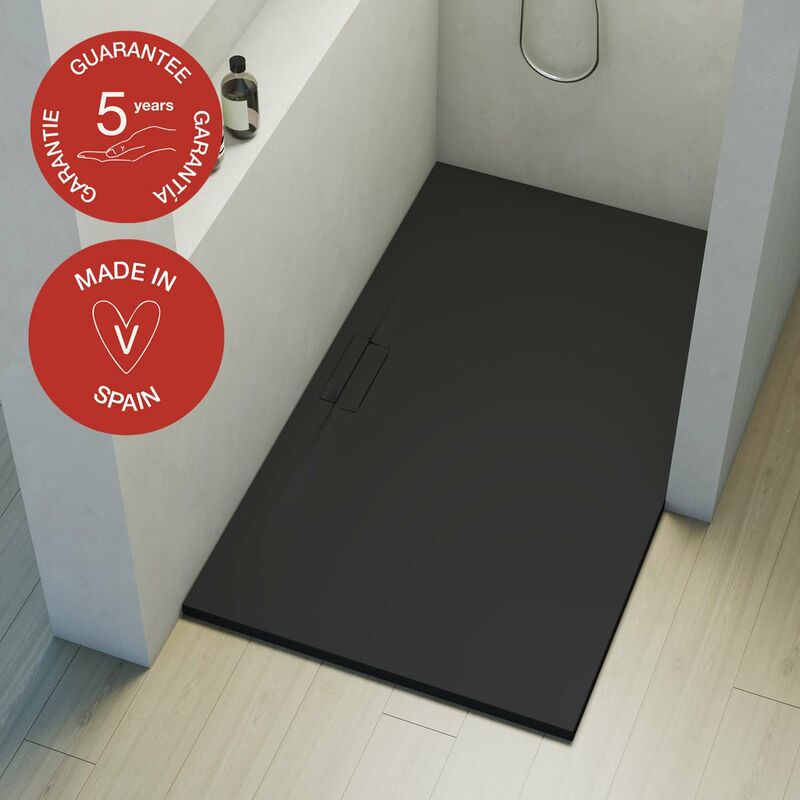 Poalgi - Receveur de douche extraplat, noir anthracite, L.90 x l.160 cm, série Shile