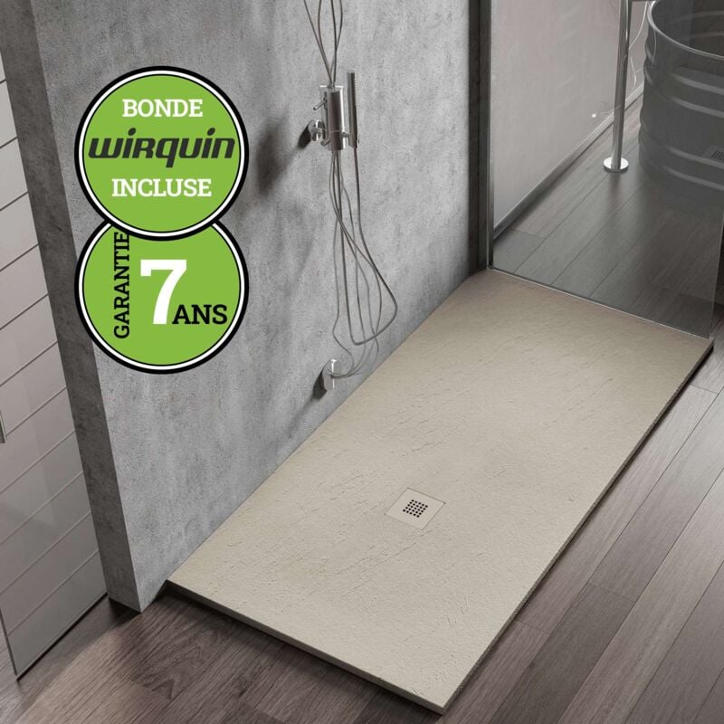 Receveur de douche extraplat Poalgi Hos's, blanc perle, 90x90 cm, bac forme squaree extra plat, composition résine 75% de charge minérale et finition