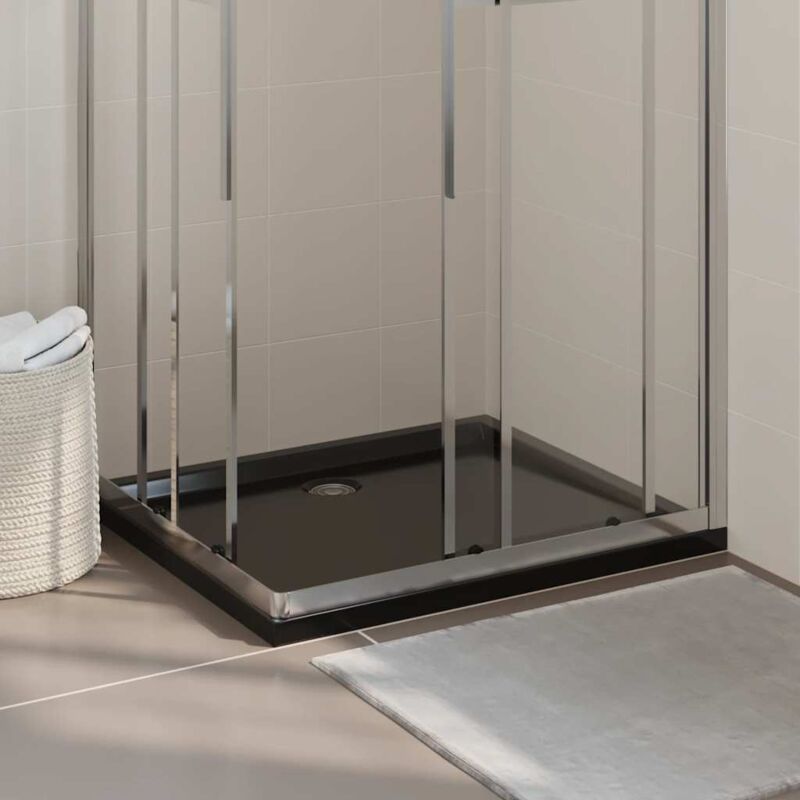 Piatto Doccia In Abs Rettangolare Nero 80x90 Cm - Vidaxl